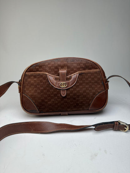 Vintage Gucci Canvas Shoulder Bag Brown