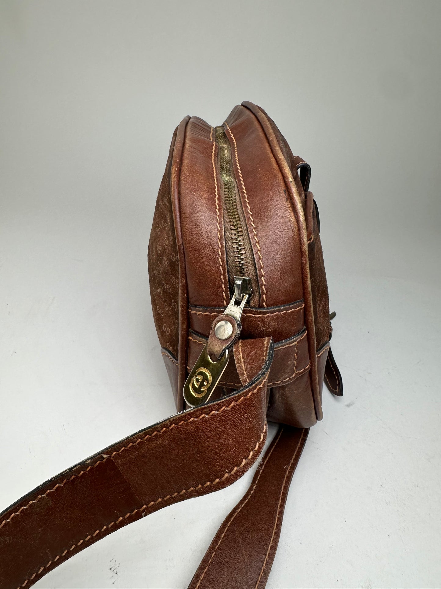 Vintage Gucci Canvas Shoulder Bag Brown