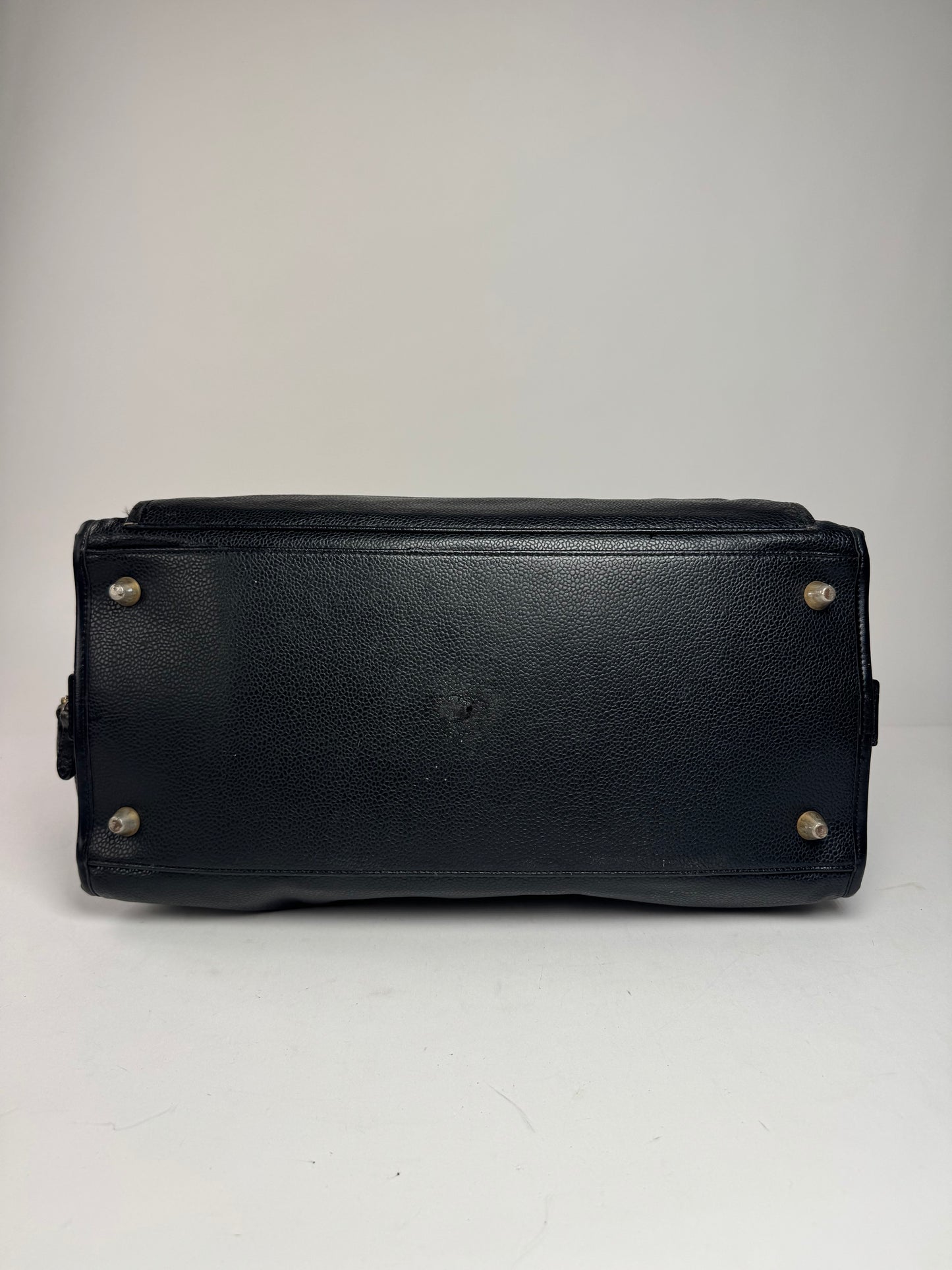 Vintage Burberry Leather Duffel Bag Black