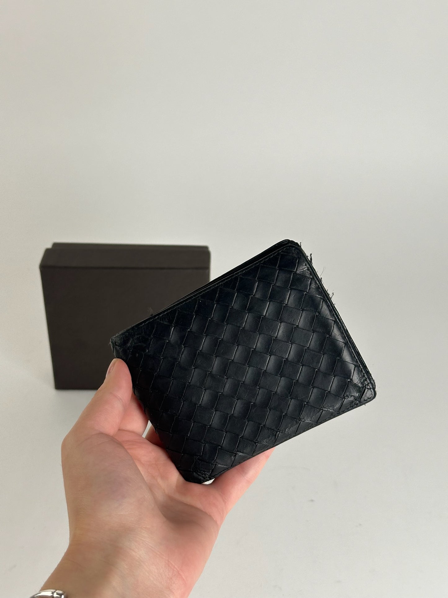 Vintage Bottega Veneta Intrecciato Leather wallet Black
