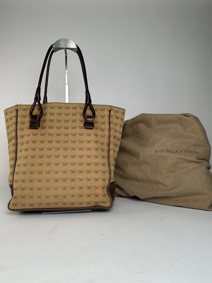 Vintage Bottega Veneta Butterfly Monogram Tote Bag Camel Brown