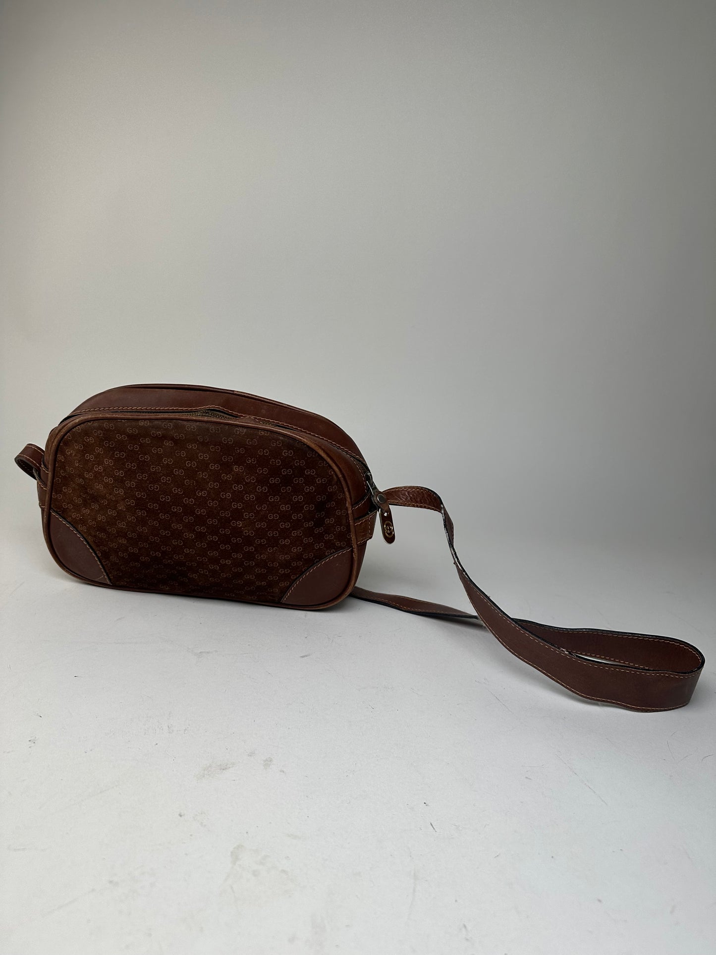 Vintage Gucci Canvas Shoulder Bag Brown