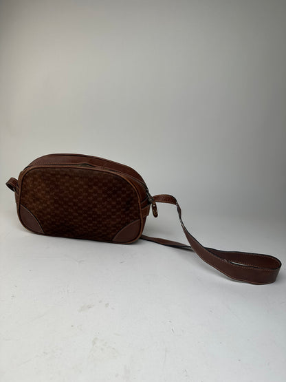 Vintage Gucci Canvas Shoulder Bag Brown