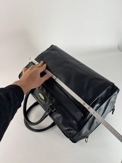 Vintage Burberry Leather Duffel Bag Black