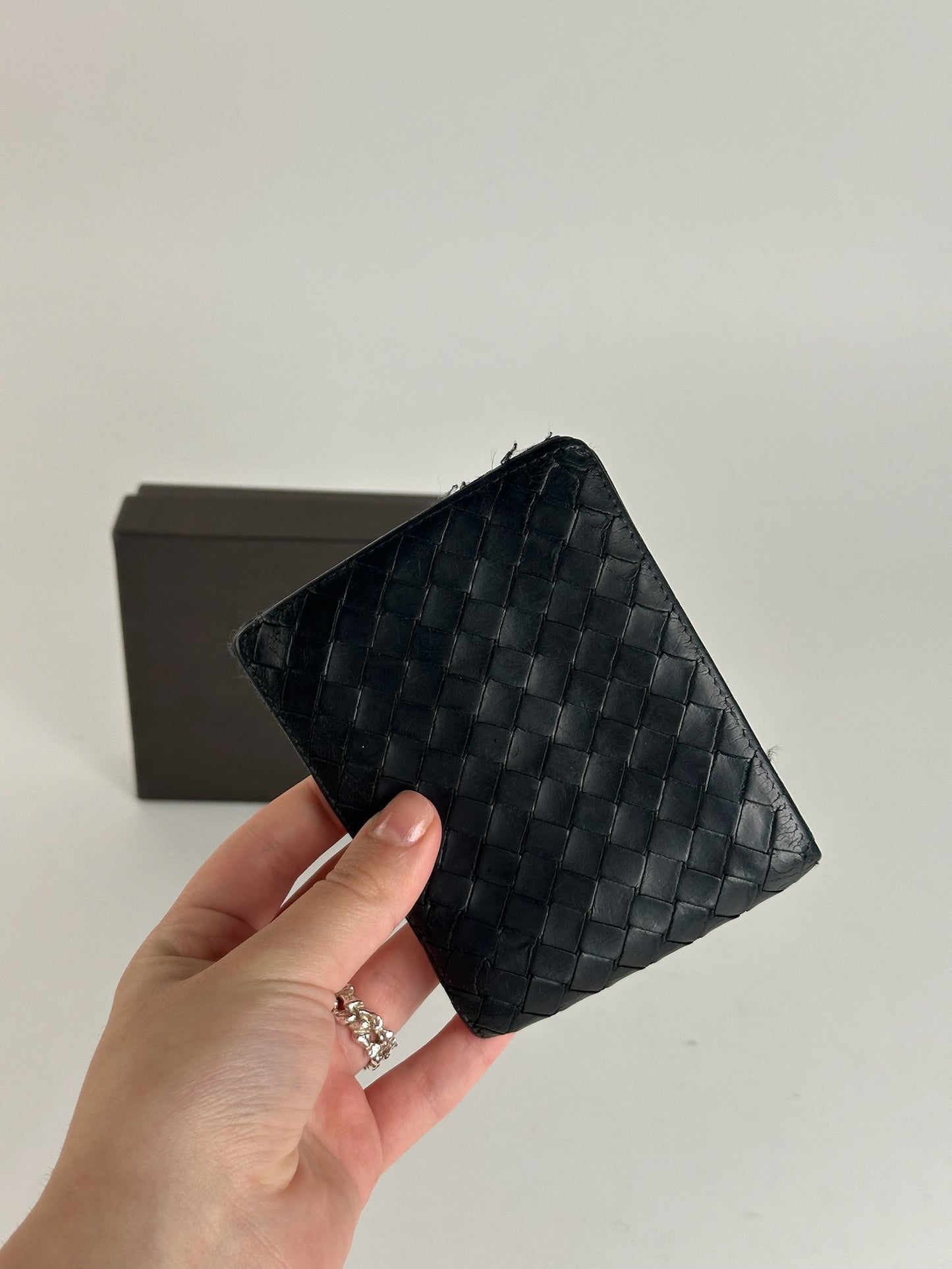Vintage Bottega Veneta Intrecciato Leather wallet Black