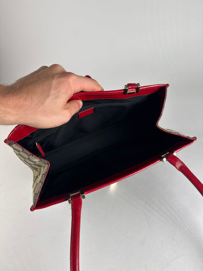 Vintage Gucci Vintage Jackie Monogram Handbag Brown Black Red