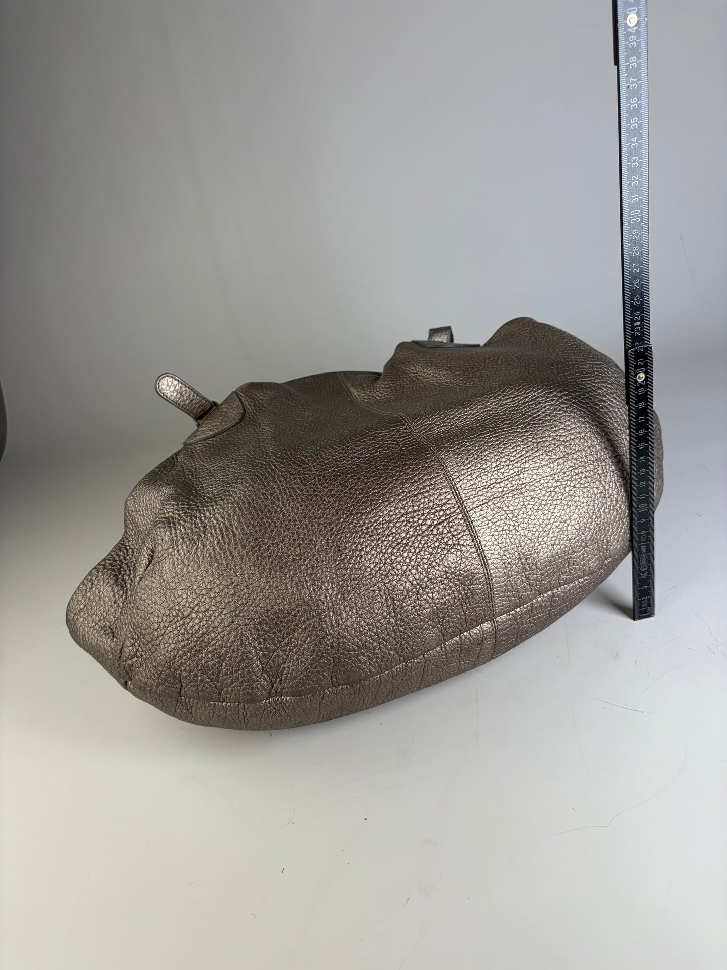 Vintage Marni Textured Leather Shoulder Bag Metallic Taupe