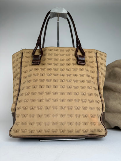 Vintage Bottega Veneta Butterfly Monogram Tote Bag Camel Brown