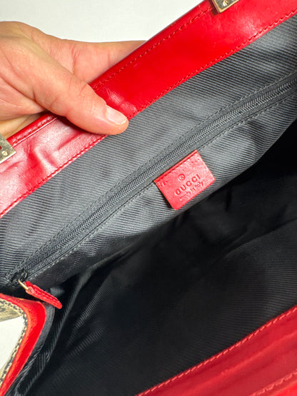 Vintage Gucci Vintage Jackie Monogram Handbag Brown Black Red