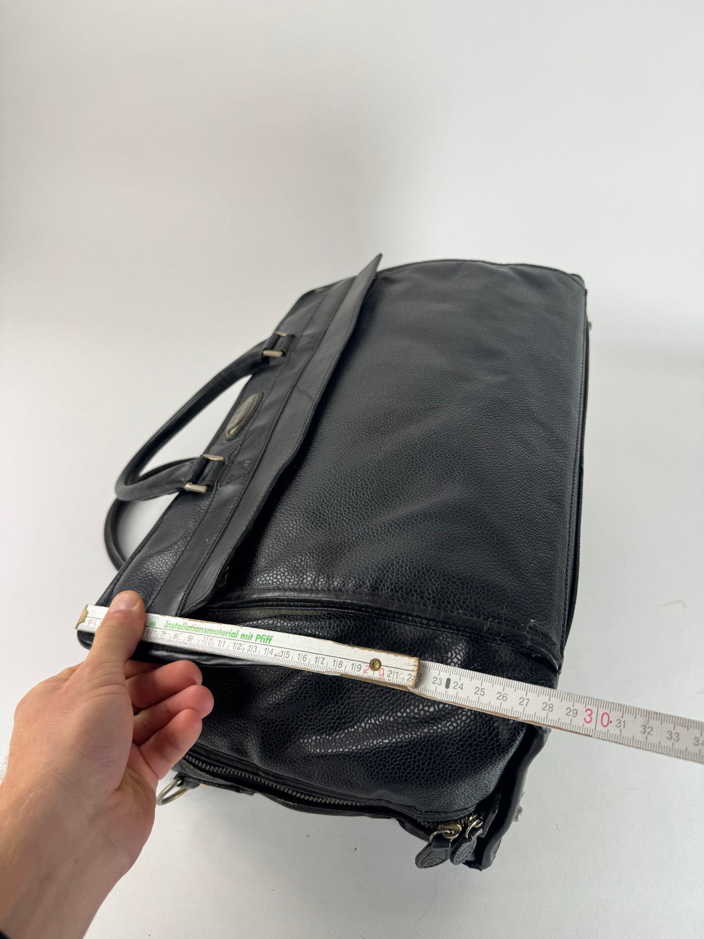 Vintage Burberry Leather Duffel Bag Black