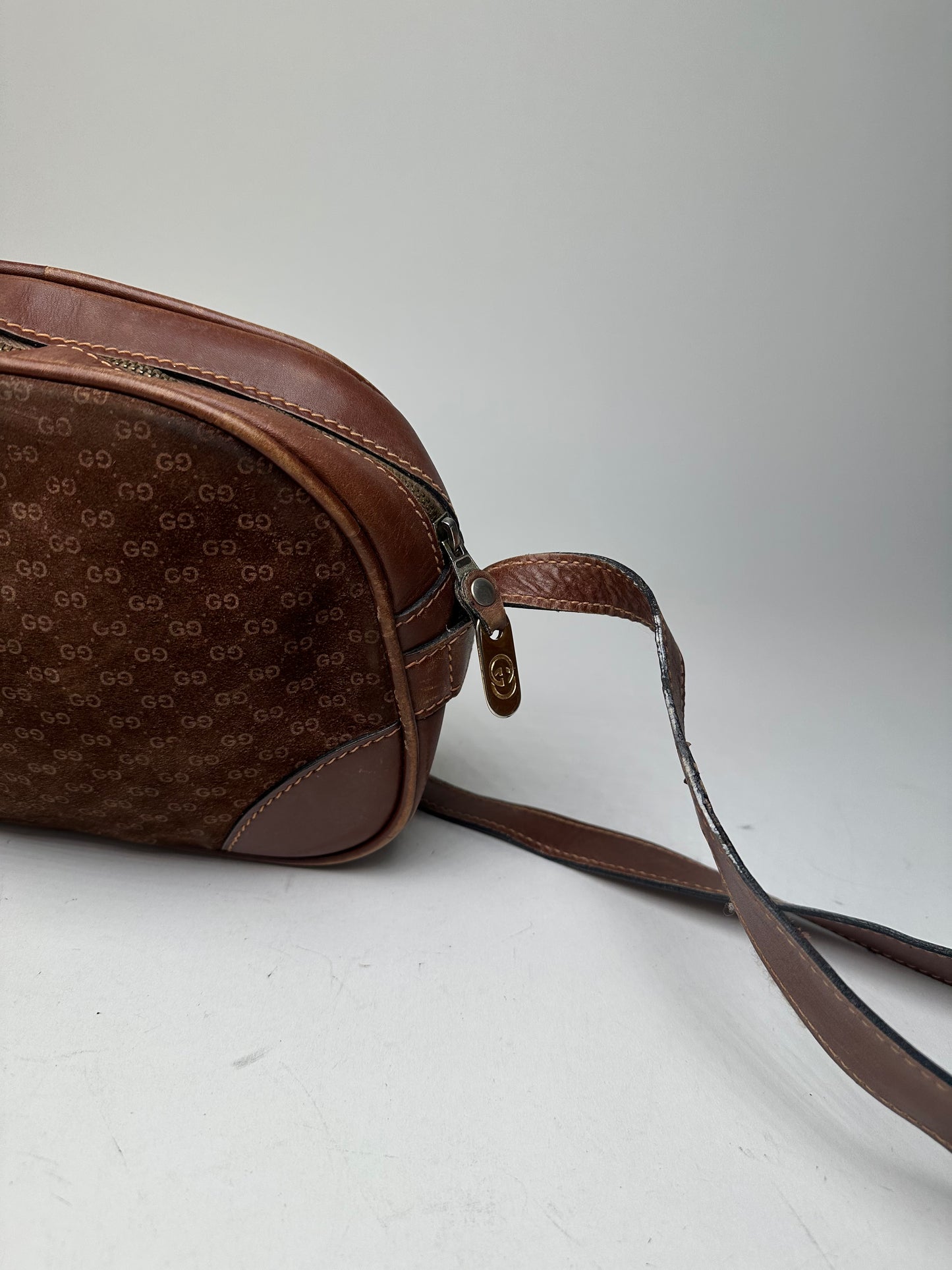 Vintage Gucci Canvas Shoulder Bag Brown