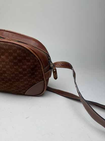 Vintage Gucci Canvas Shoulder Bag Brown