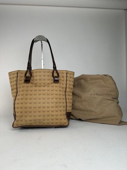 Vintage Bottega Veneta Butterfly Monogram Tote Bag Camel Brown