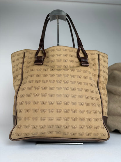 Vintage Bottega Veneta Butterfly Monogram Tote Bag Camel Brown