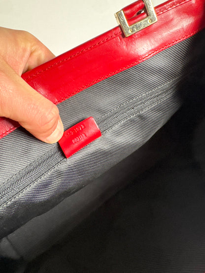 Vintage Gucci Vintage Jackie Monogram Handbag Brown Black Red