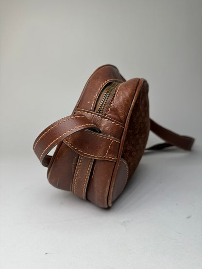 Vintage Gucci Canvas Shoulder Bag Brown