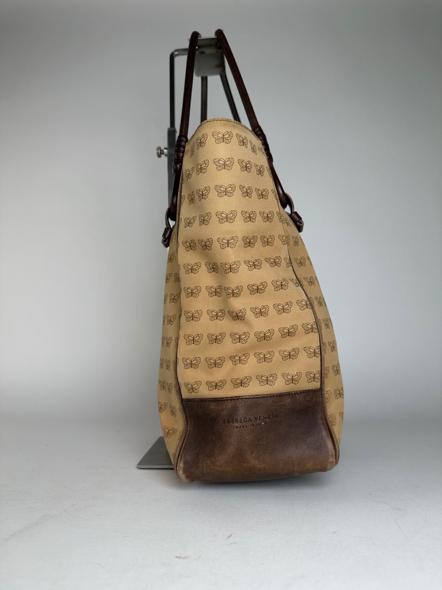 Vintage Bottega Veneta Butterfly Monogram Tote Bag Camel Brown