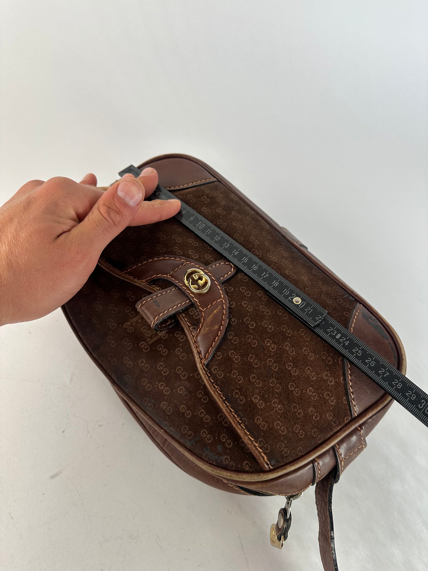 Vintage Gucci Canvas Shoulder Bag Brown