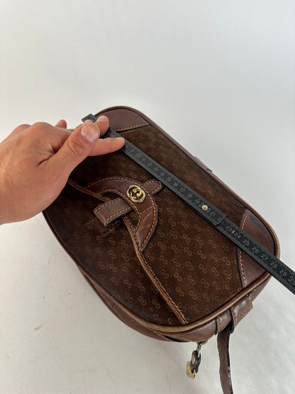 Vintage Gucci Canvas Shoulder Bag Brown