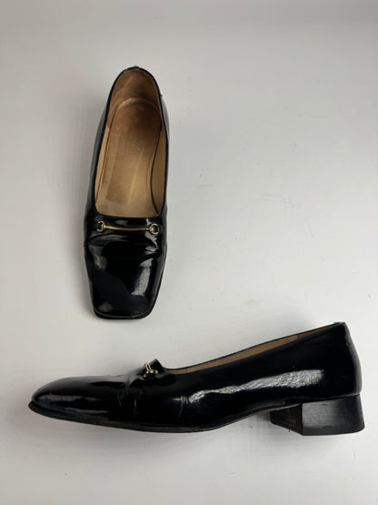 Vintage Gucci Patent Leather Pumps Black 39