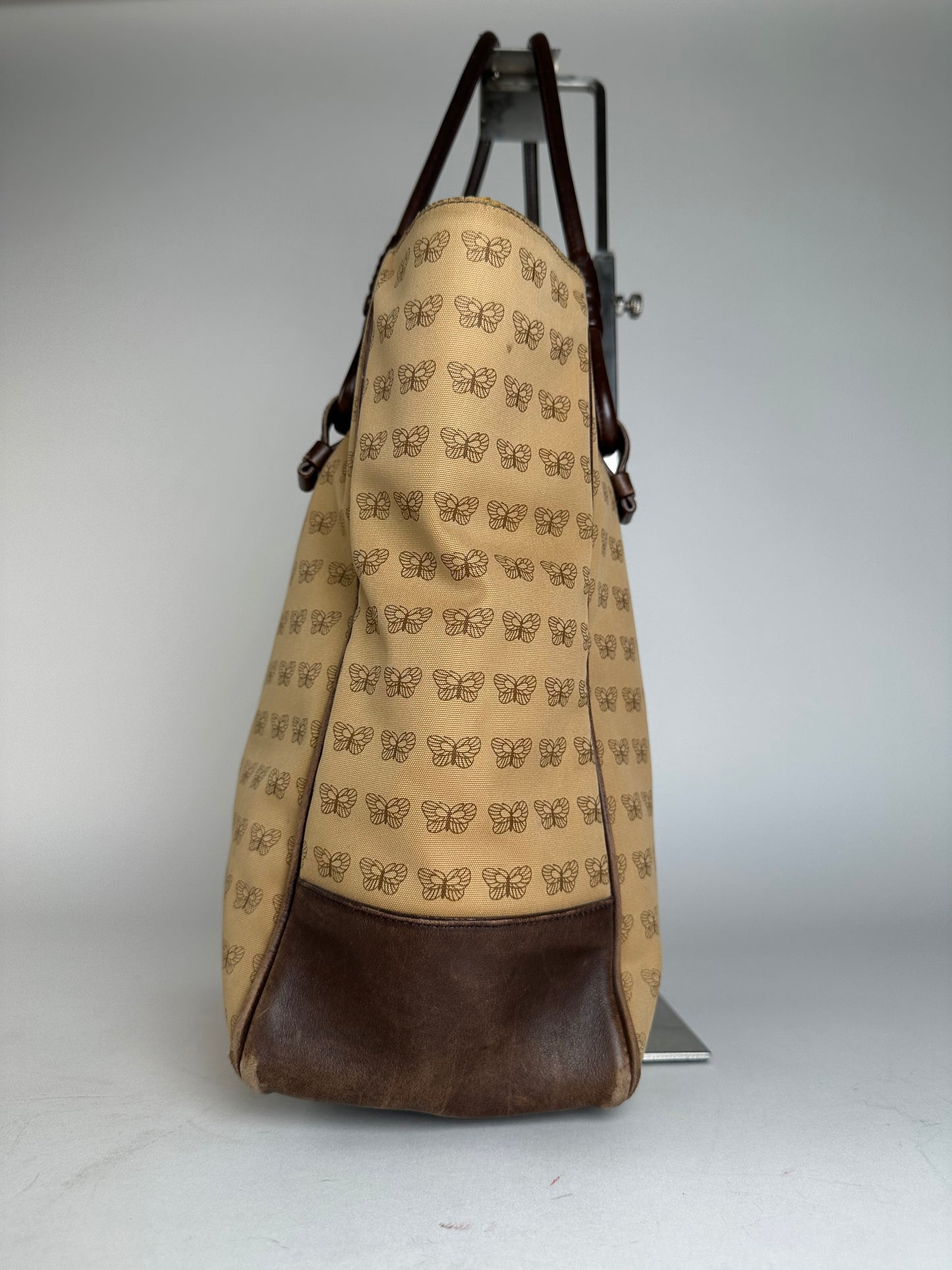Vintage Bottega Veneta Butterfly Monogram Tote Bag Camel Brown