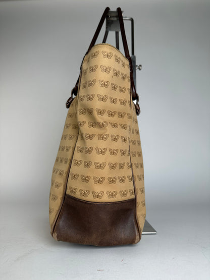 Vintage Bottega Veneta Butterfly Monogram Tote Bag Camel Brown