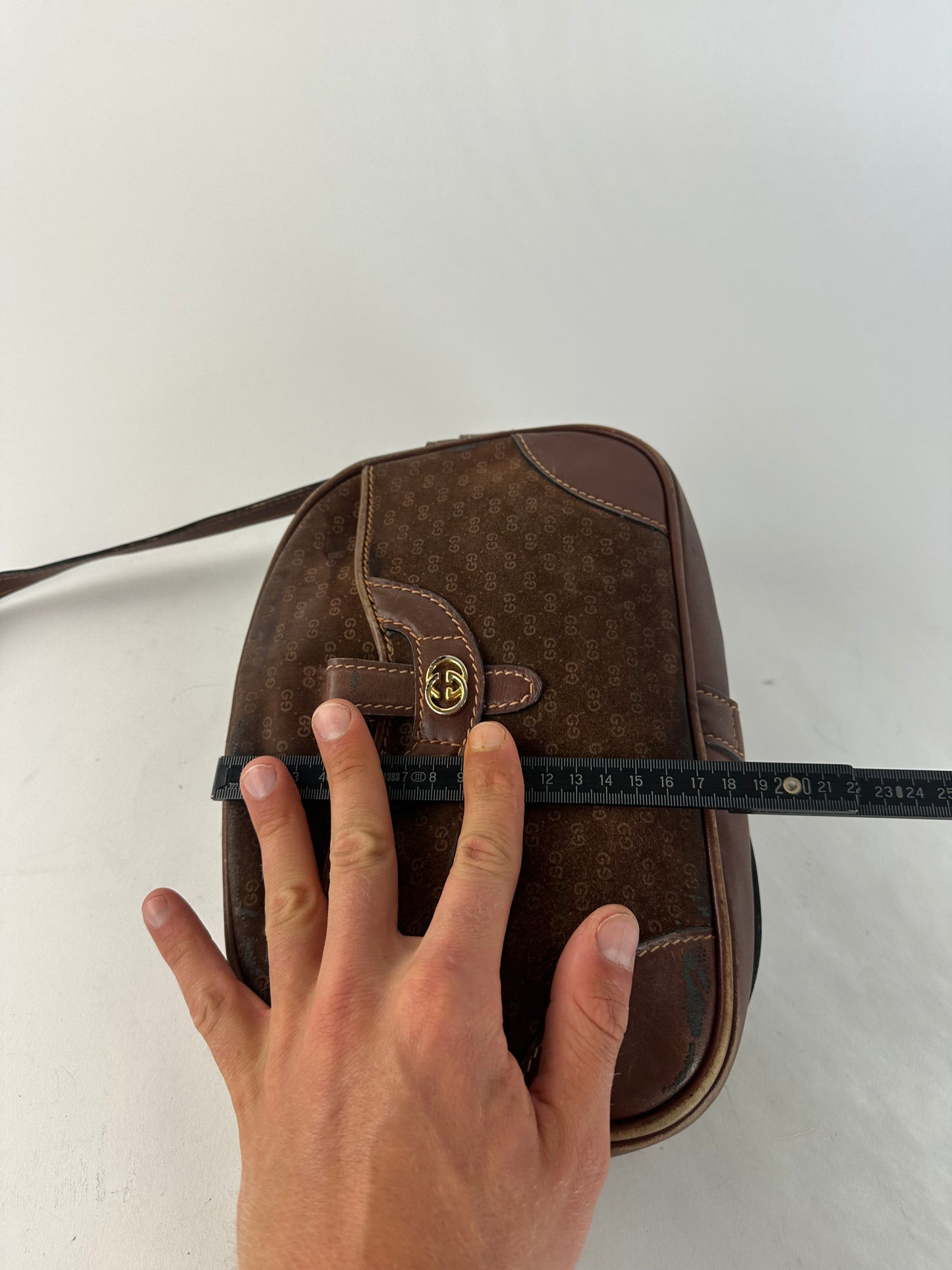 Vintage Gucci Canvas Shoulder Bag Brown