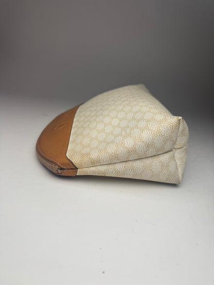 Vintage Celine Paris Monogram Leather Clutch White brown