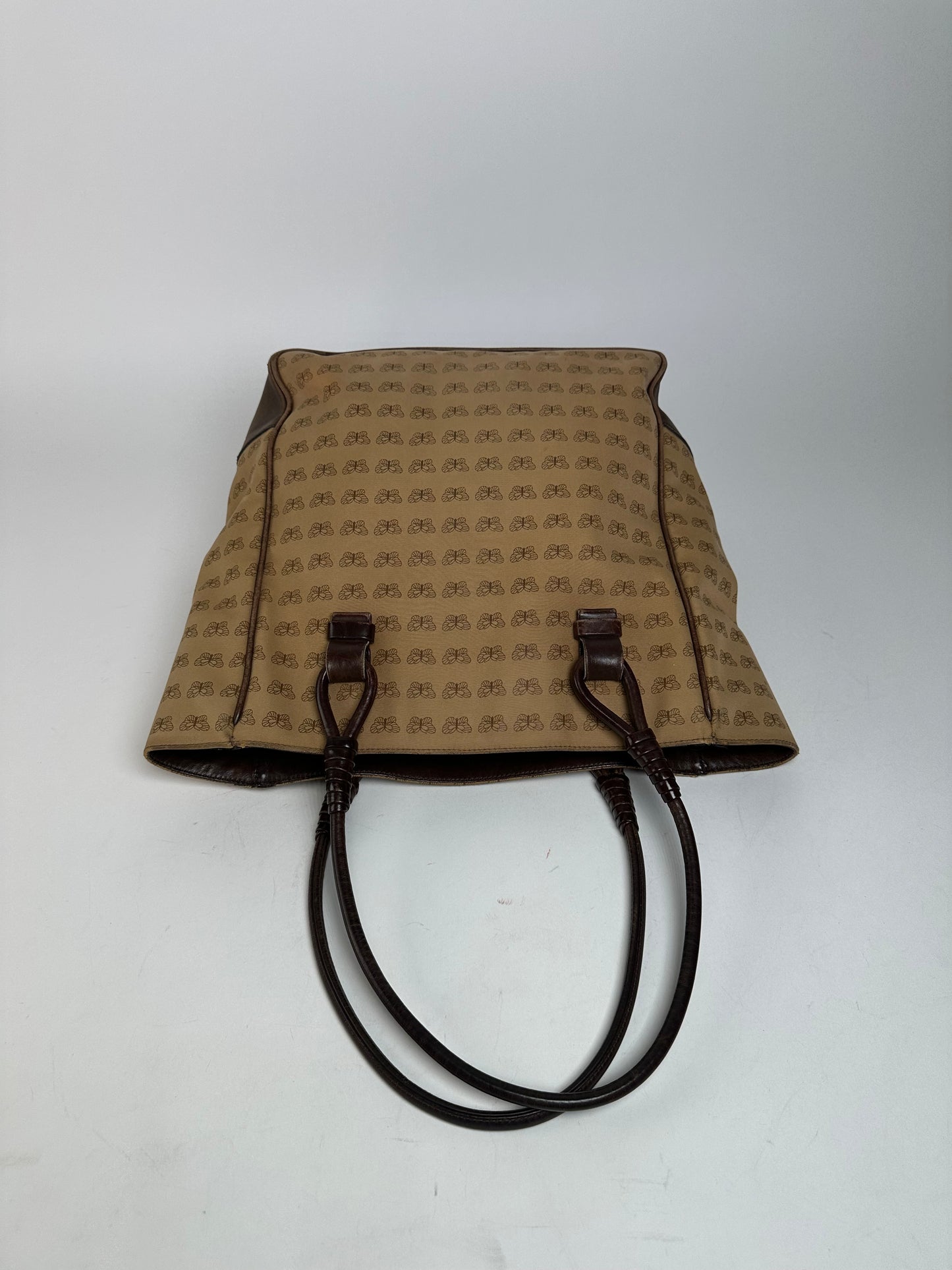 Vintage Bottega Veneta Butterfly Monogram Tote Bag Camel Brown