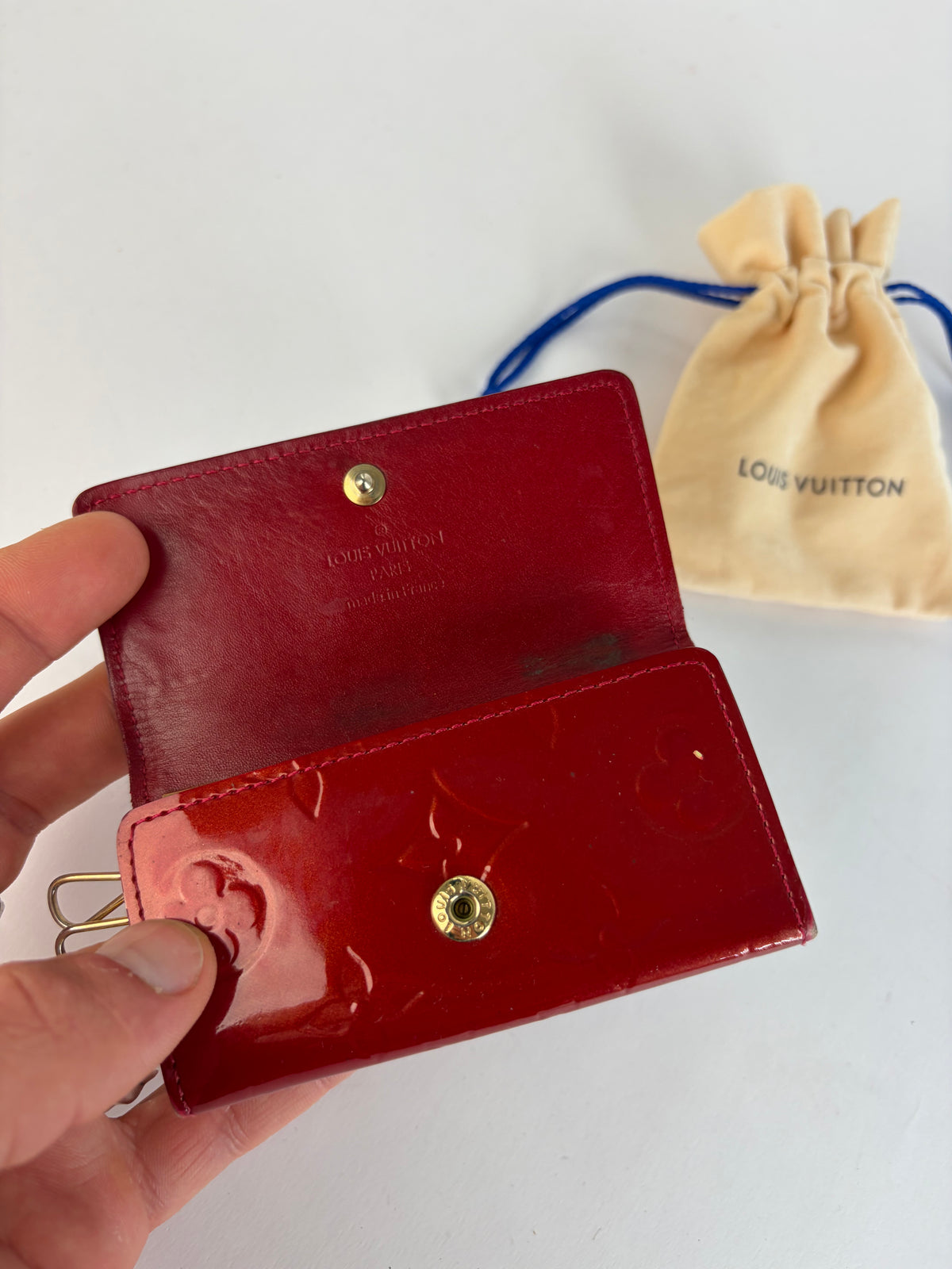 Vintage Louis Vuitton Monogram Monogram Vernis Patent Key Holder Late 1990s Red