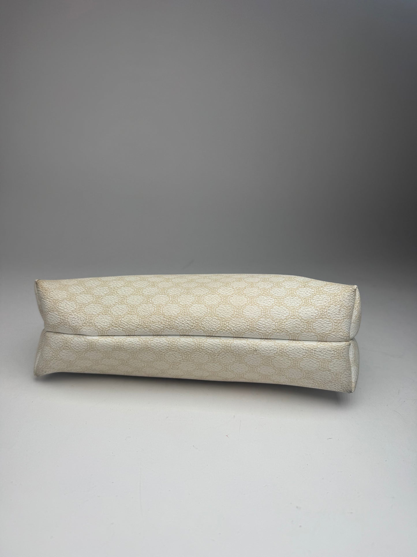 Vintage Celine Paris Monogram Leather Clutch White brown