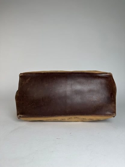 Vintage Bottega Veneta Butterfly Monogram Tote Bag Camel Brown