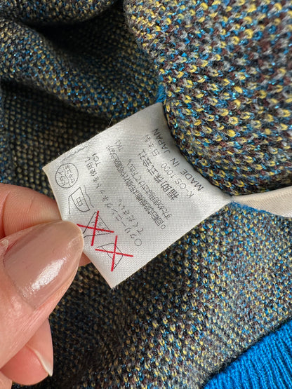 Vintage Yves Saint Laurent Check Turtleneck Sweater Blue M