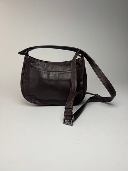 Sac vintage en cuir marron Issey Miyake