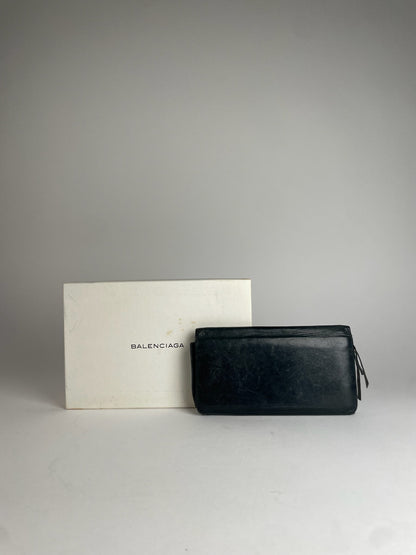 Vintage Balenciaga City Bag Design Leather Wallet Black