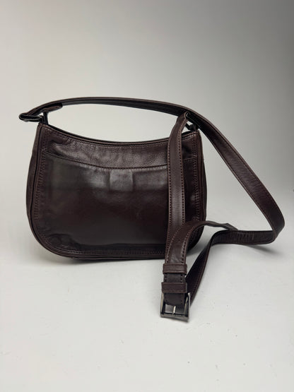 Sac vintage en cuir marron Issey Miyake