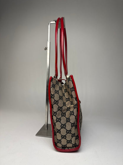 Vintage Gucci Vintage Jackie Monogram Handbag Brown Black Red