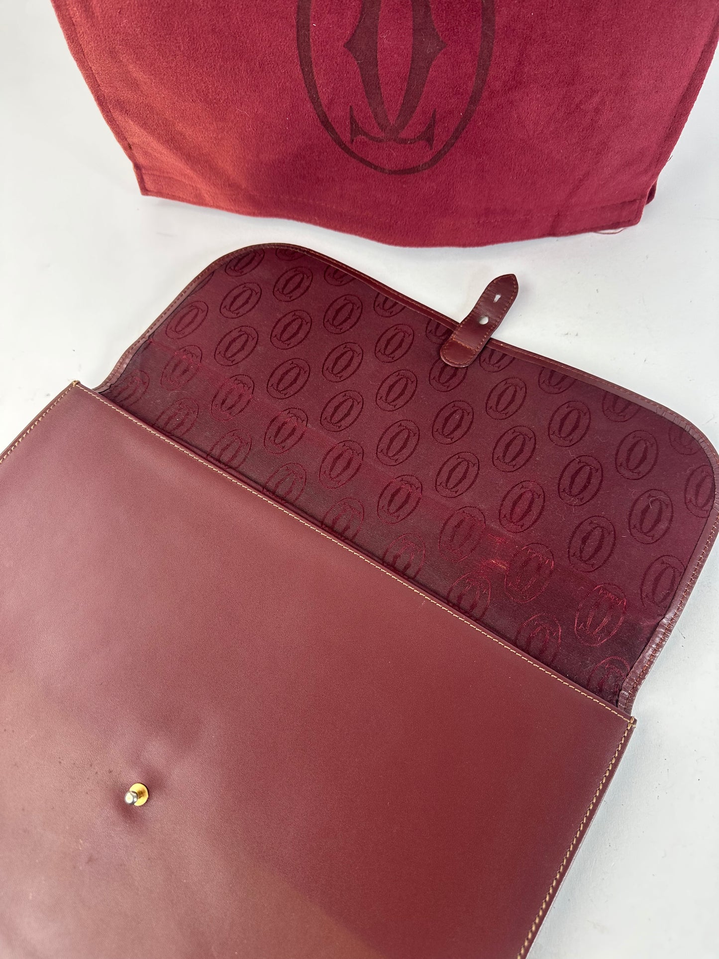 Vintage Cartier Burgundy Leather Clutch
