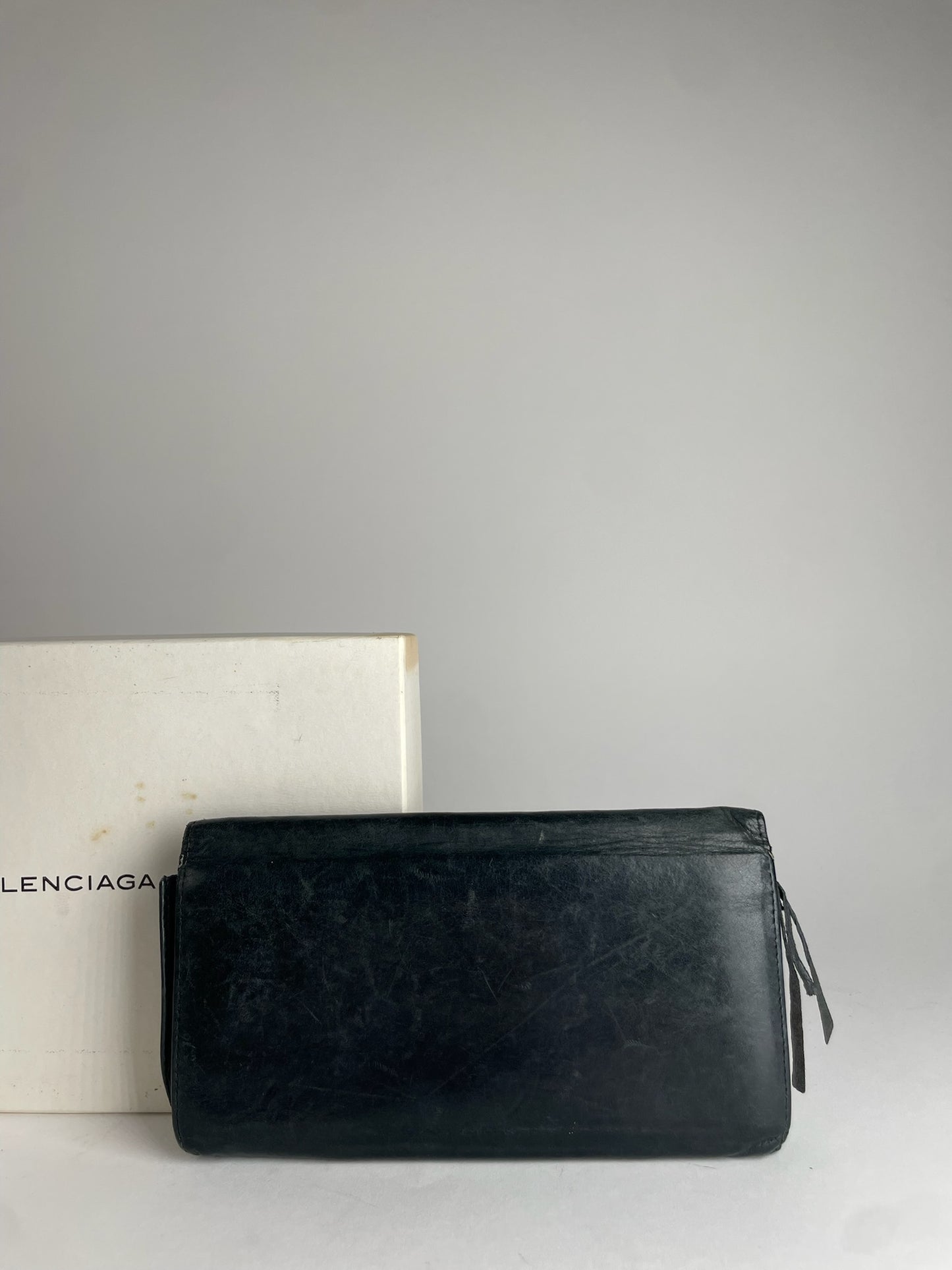 Vintage Balenciaga City Bag Design Leather Wallet Black