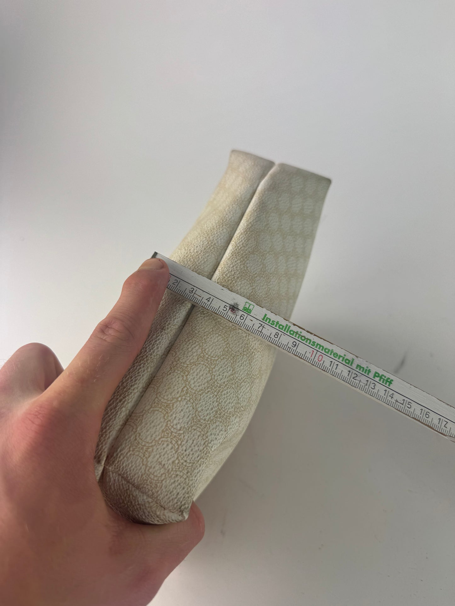 Vintage Celine Paris Monogram Leather Clutch White brown