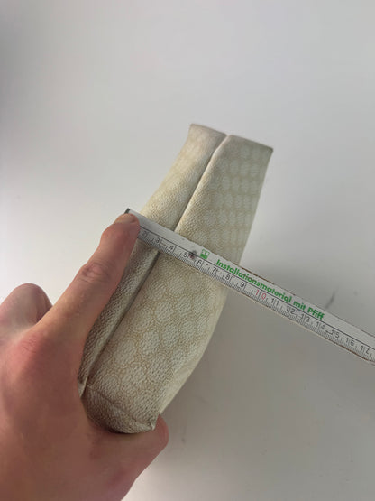 Vintage Celine Paris Monogram Leather Clutch White brown