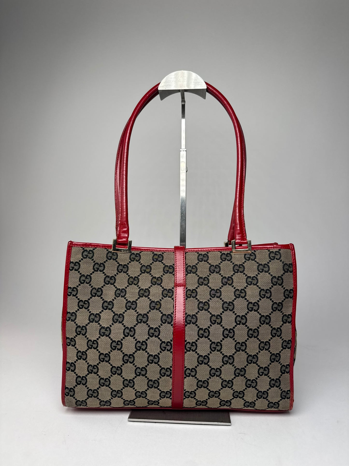 Vintage Gucci Vintage Jackie Monogram Handbag Brown Black Red