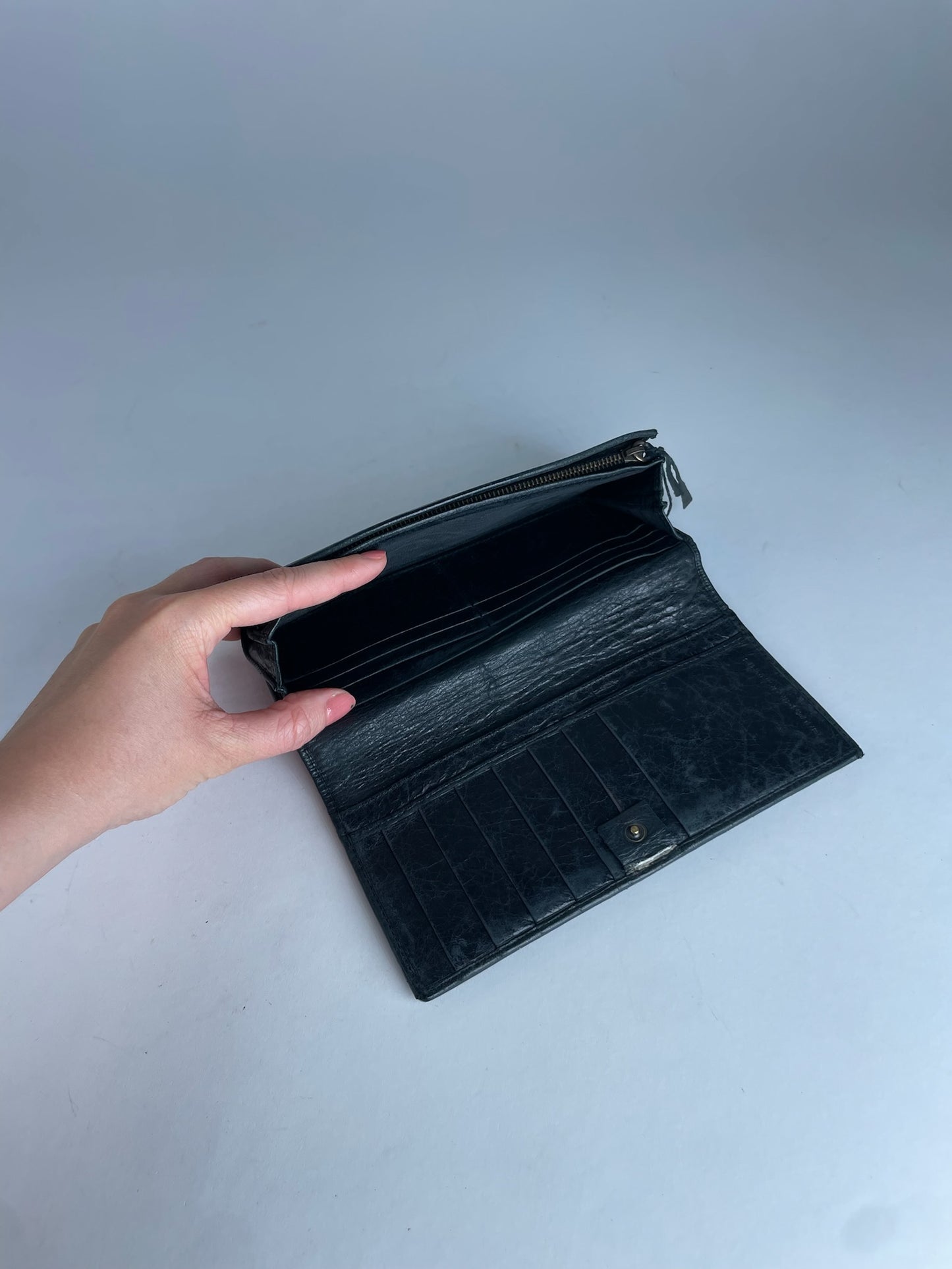 Vintage Balenciaga City Bag Design Leather Wallet Black