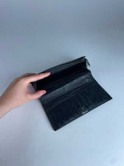 Vintage Balenciaga City Bag Design Leather Wallet Black