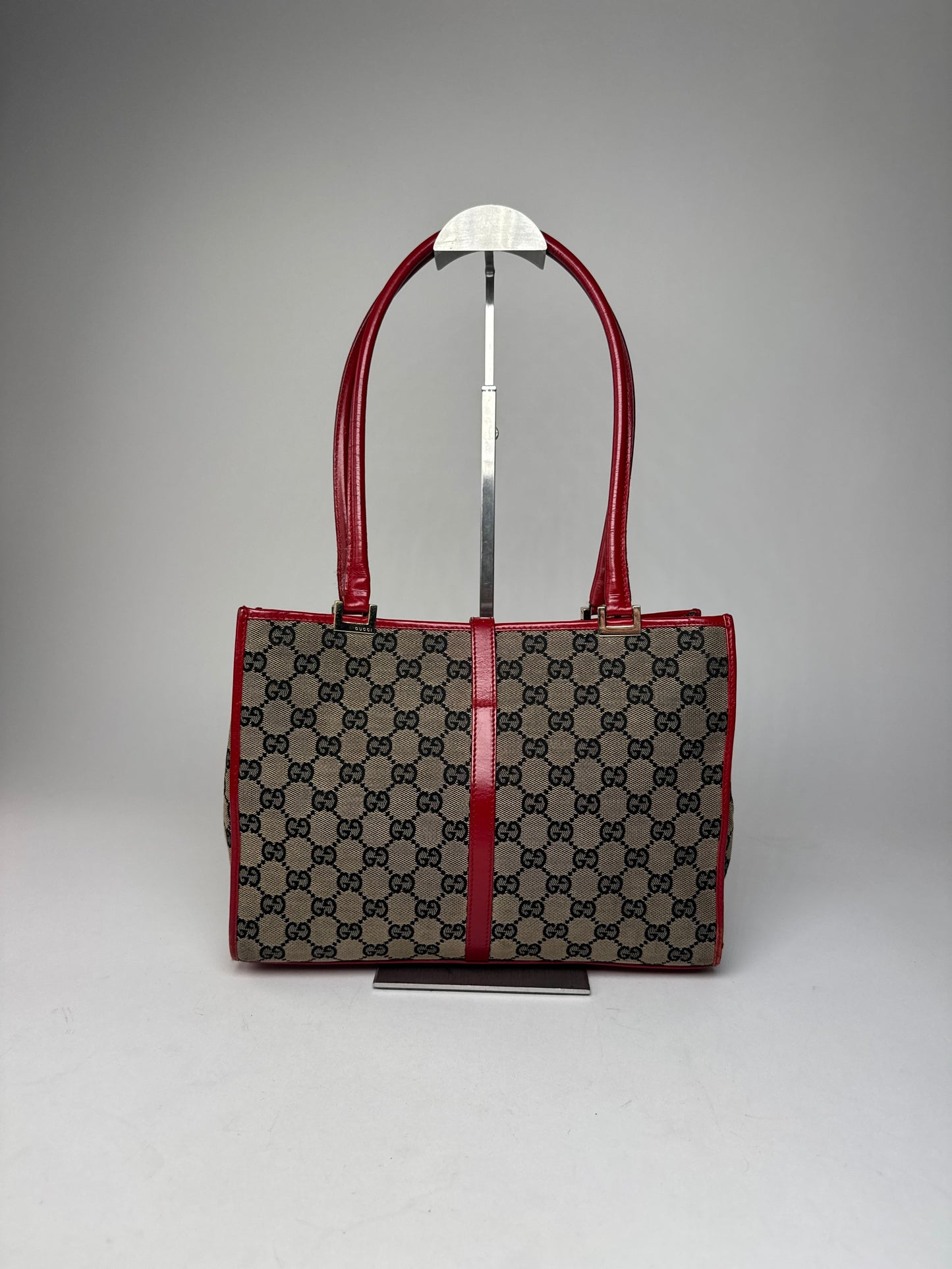 Vintage Gucci Vintage Jackie Monogram Handbag Brown Black Red