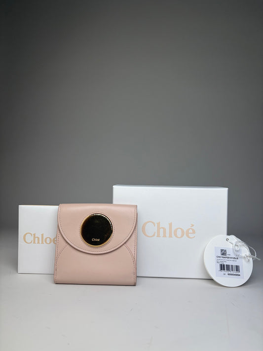 Vintage Chloe Leather Wallet Blush Pink Gold Snap