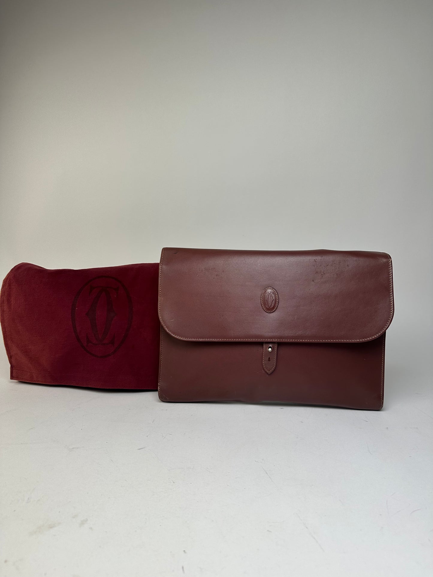 Vintage Cartier Burgundy Leather Clutch