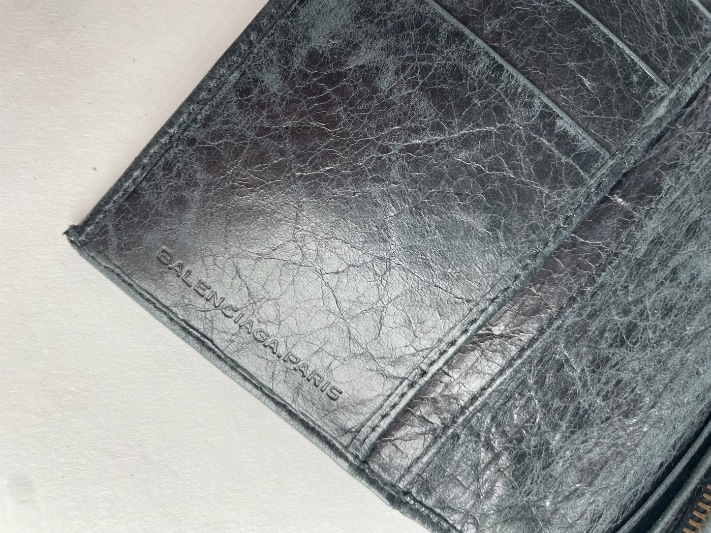 Vintage Balenciaga City Bag Design Leather Wallet Black