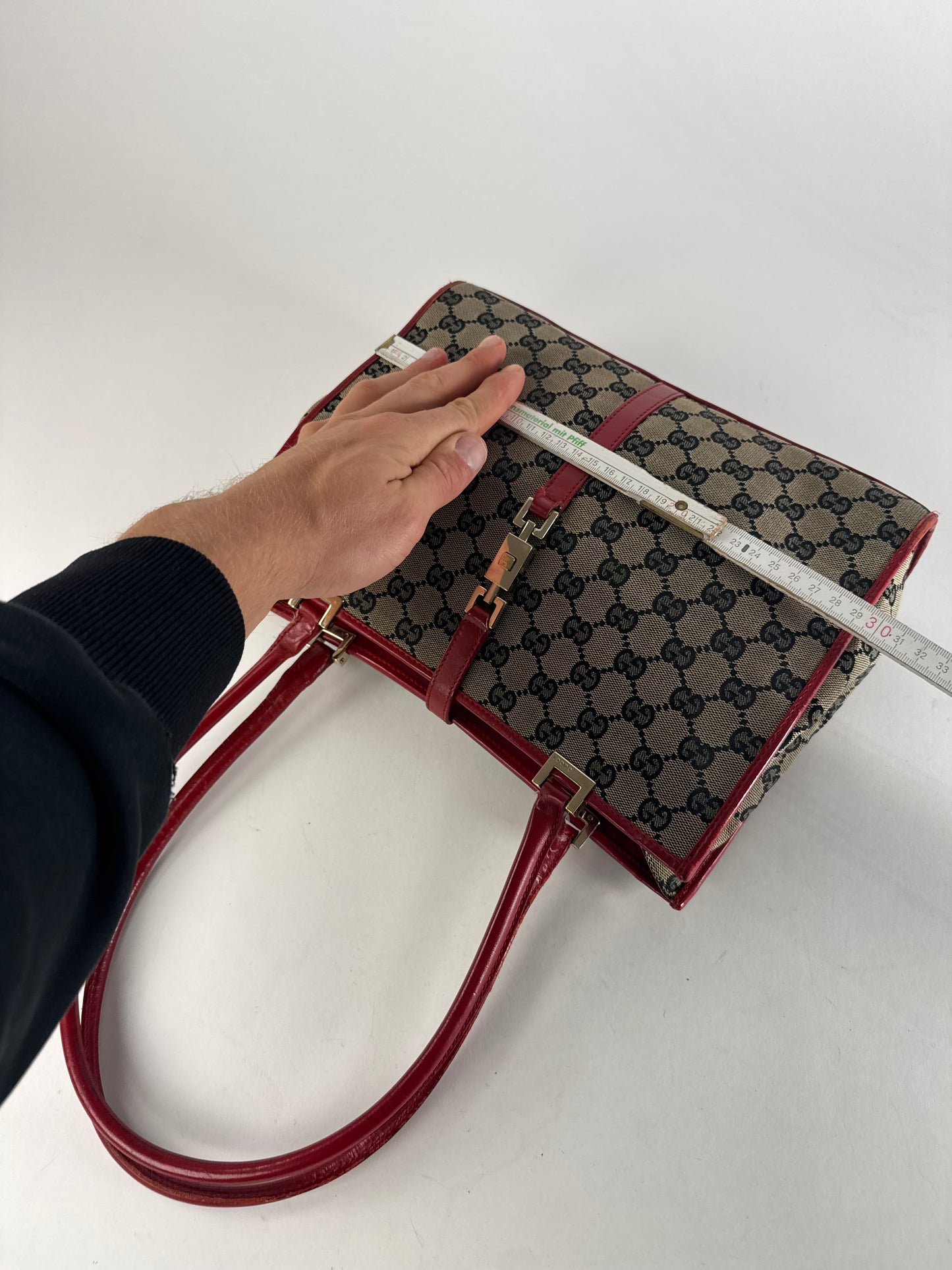 Vintage Gucci Vintage Jackie Monogram Handbag Brown Black Red