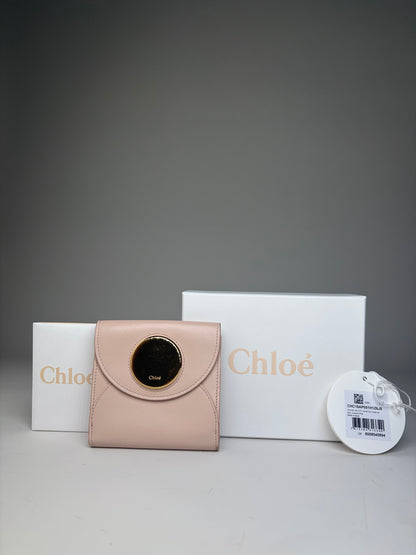 Vintage Chloe Leather Wallet Blush Pink Gold Snap